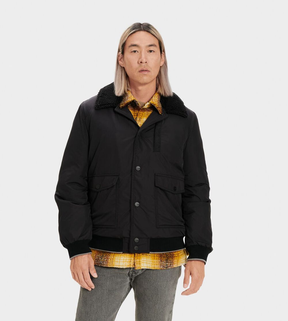 Ugg Jackets Canada - Ugg Men's Ethan Bomber - Sherpa Black